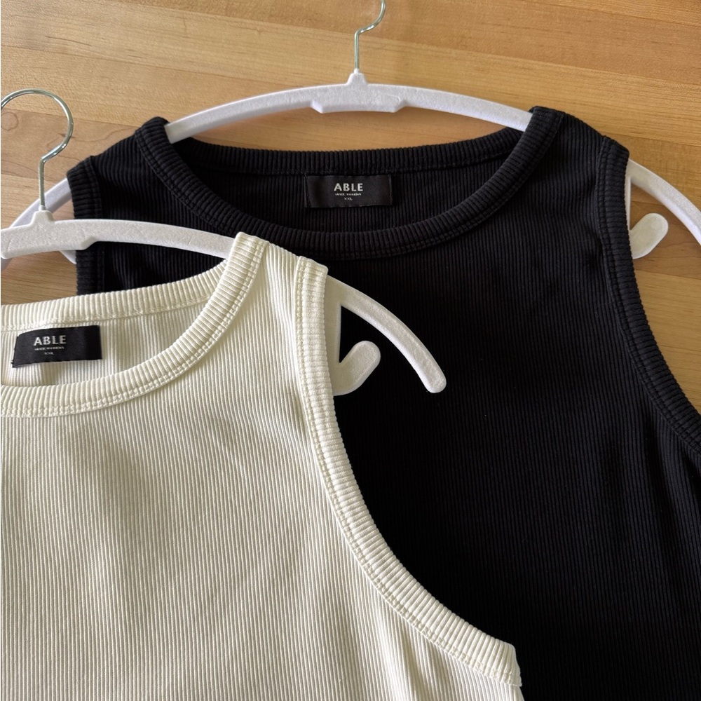 NWOT ABLE TANKS SET OF 2, XXL BLACK AND IVORY